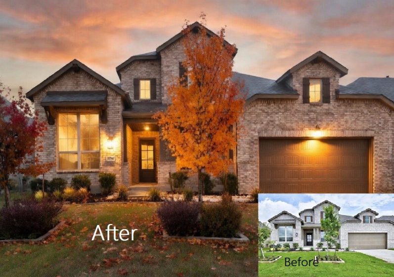 Hyper-Realistic Real Estate Photo Editing & Video Production That Sells Homes Faster Hyper-realistic twilight replacement on real estate exterior photo edit