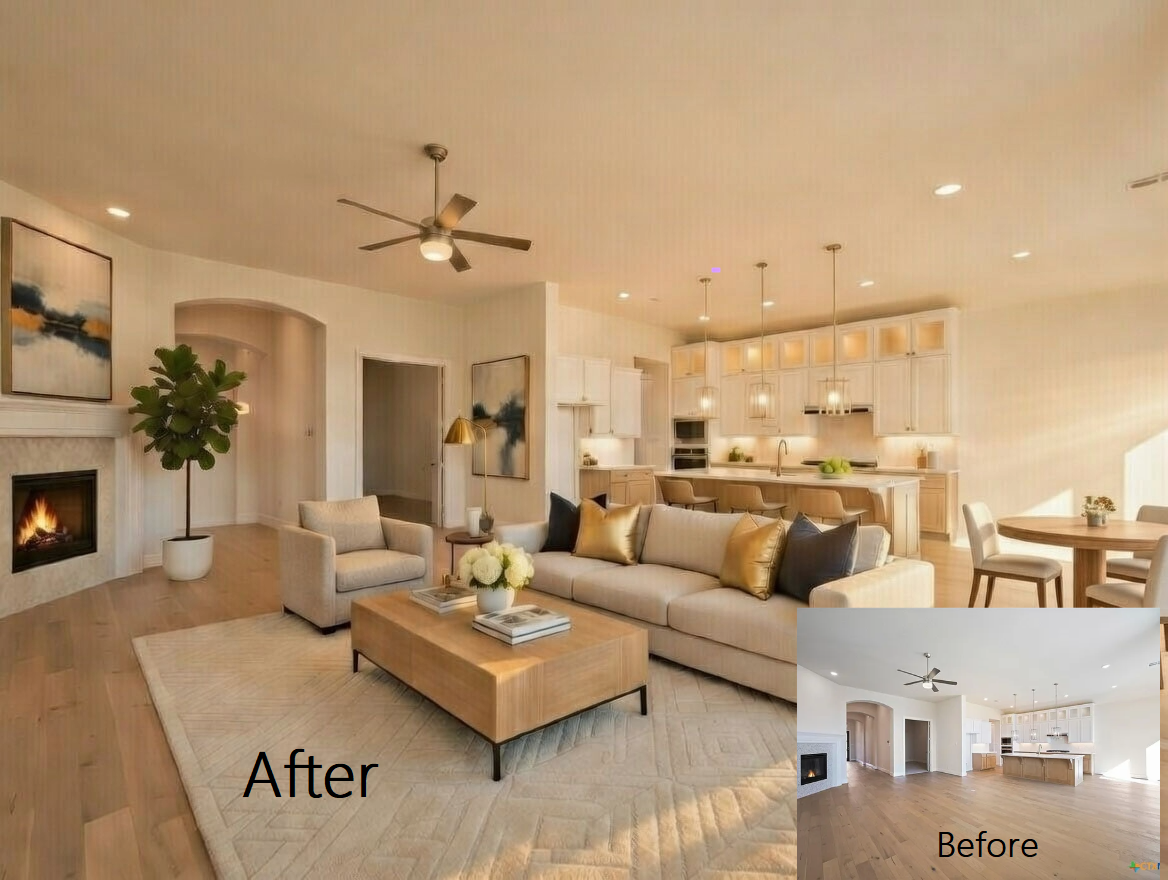 Cinematic Real Estate Video Production before and after real estate photo virtual staging to improve sales