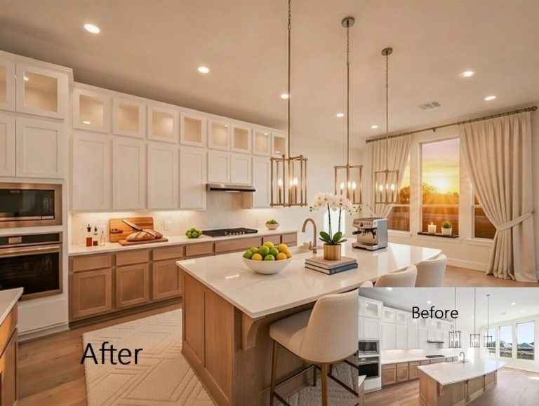 before and after real estate photo usAI to  virtual stage an empty house 